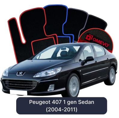 Velours-Autofußmatten OMEVO für Peugeot 407 1 gen Limousine (2004-2011)