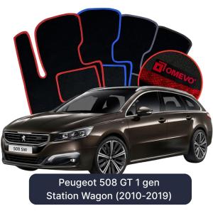 OMEVO Velours-Autofußmatten für Peugeot 508 GT 1 gen Kombi (2010-2019)