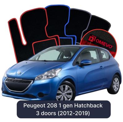 Velours-Autofußmatten OMEVO für Peugeot 208 1 gen Schrägheck 3-Tuerer (2012-2019)