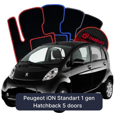 Velours-Autofußmatten OMEVO für Peugeot iON Standart 1 gen Kompakt 5 Türer (2010-2025)