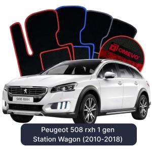 OMEVO Velours-Autofußmatten für Peugeot 508 Hybrid rxh SW 1 gen Kombi (2010-2018)