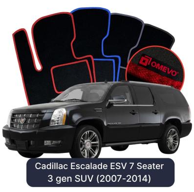 Velours-Autofußmatten OMEVO für Cadillac Escalade ESV 7-Sitzer 3 gen SUV (2007-2014)