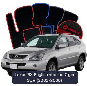 OMEVO Velours-Autofußmatten für Lexus RX Englische Version 2 gen SUV (2003-2008)