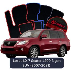 OMEVO Velours-Autofußmatten für Lexus LX 7-Sitzer J200 3 gen SUV (2007-2021)