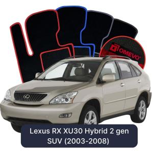 OMEVO Velours-Autofußmatten für Lexus RX Hybrid XU30 2 gen SUV (2003-2008)