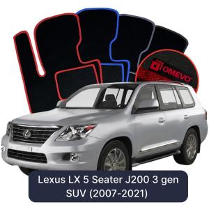 OMEVO Velours-Autofußmatten für Lexus LX 5-Sitzer J200 3 gen SUV (2007-2021)