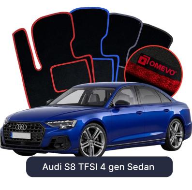 Velours-Autofußmatten OMEVO für Audi S8 TFSI 4 gen Limousine (2018-2026)
