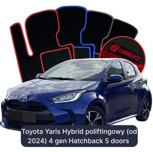 OMEVO Velours-Autofußmatten für Toyota Yaris Hybrid poliftingowy (od 2024) 4 gen Kompakt 5 Türer (2020-2026)