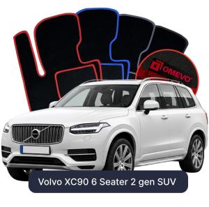 OMEVO Velours-Autofußmatten für Volvo XC90 6-Sitzer 2 gen SUV (2015-2026)