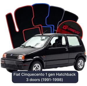 OMEVO Velours-Autofußmatten für Fiat Cinquecento 1 gen Kompakt 3 Türer (1991-1998)