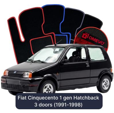Velours-Autofußmatten OMEVO für Fiat Cinquecento 1 gen Kompakt 3 Türer (1991-1998)