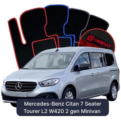 Velours-Autofußmatten OMEVO für Mercedes-Benz Citan 7-Sitzer Tourer L2 W420 2 gen Minivan (2021-2026)