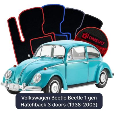 Velours-Autofußmatten OMEVO für Volkswagen Beetle Käfer 1 gen Kompakt 3 Türer (1938-2003)