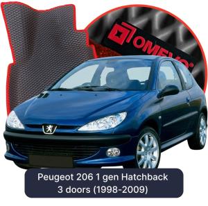 OMEVO 5D Pro EVA Fußmatten für Peugeot 206 1 gen Kompakt 3 Türer (1998-2009)