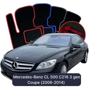 OMEVO Velours-Autofußmatten für Mercedes-Benz CL 500 C216 3 gen Coupe (2006-2014)