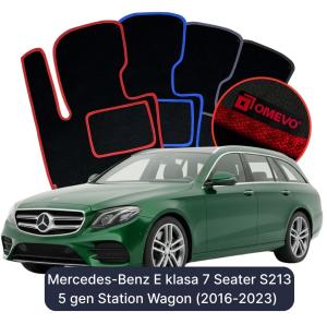OMEVO Velours-Autofußmatten für Mercedes-Benz E klasa 7-Sitzer S213 5 gen Kombi (2016-2023)