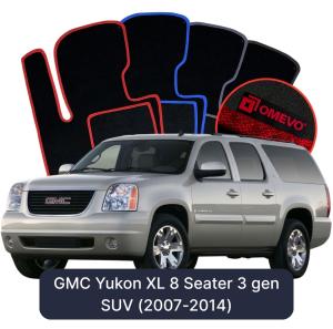 OMEVO Velours-Autofußmatten für GMC Yukon XL 8-Sitzer 3 gen SUV (2007-2014)