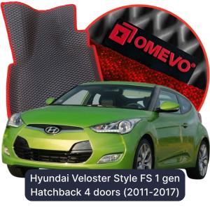 OMEVO 5D Pro EVA Fußmatten für Hyundai Veloster Style FS 1 gen Kompakt 4 Türer (2011-2017)