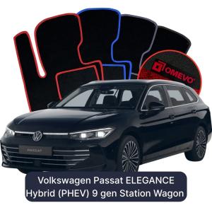 OMEVO Velours-Autofußmatten für Volkswagen Passat ELEGANCE Hybrid (PHEV) 9 gen Kombi (2024-2026)