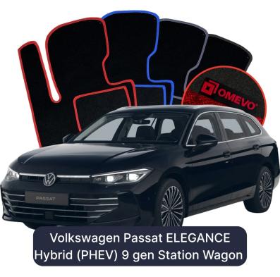 Velours-Autofußmatten OMEVO für Volkswagen Passat ELEGANCE Hybrid (PHEV) 9 gen Kombi (2024-2026)