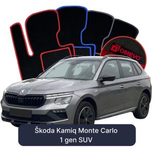 OMEVO Velours-Autofußmatten für Škoda Kamiq Monte Carlo 1 gen SUV (2019-2026)