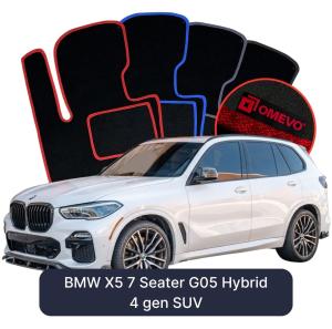 OMEVO Velours-Autofußmatten für BMW X5 7-Sitzer G05 Hybrid 4 gen SUV (2018-2026)