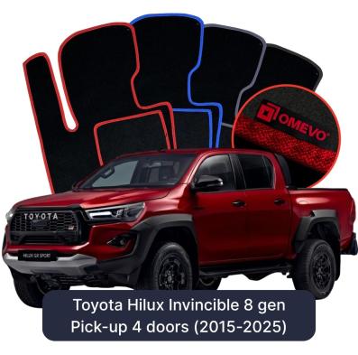 Velours-Autofußmatten OMEVO für Toyota Hilux Invincible 8 gen Pick-up 4 Türer (2015-2025)
