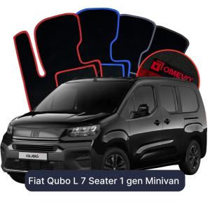 OMEVO Velours-Autofußmatten für Fiat Qubo L 7-Sitzer 1 gen Minivan (2026-2026)
