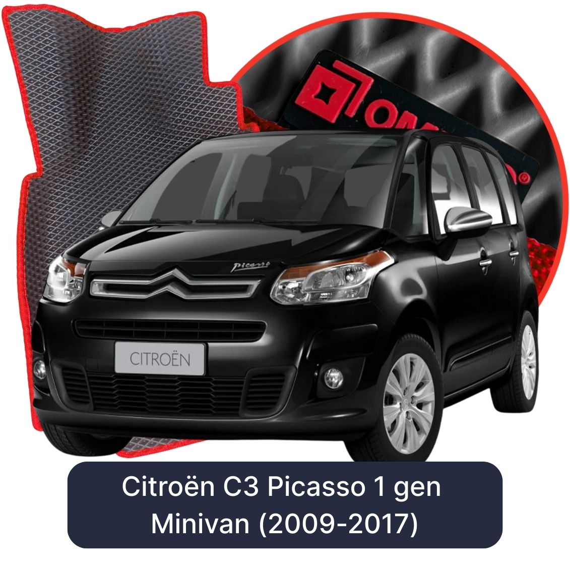 OMEVO 5D Pro EVA Fußmatten für Citroën C3 Picasso 1 gen Minivan (2009-2017)
