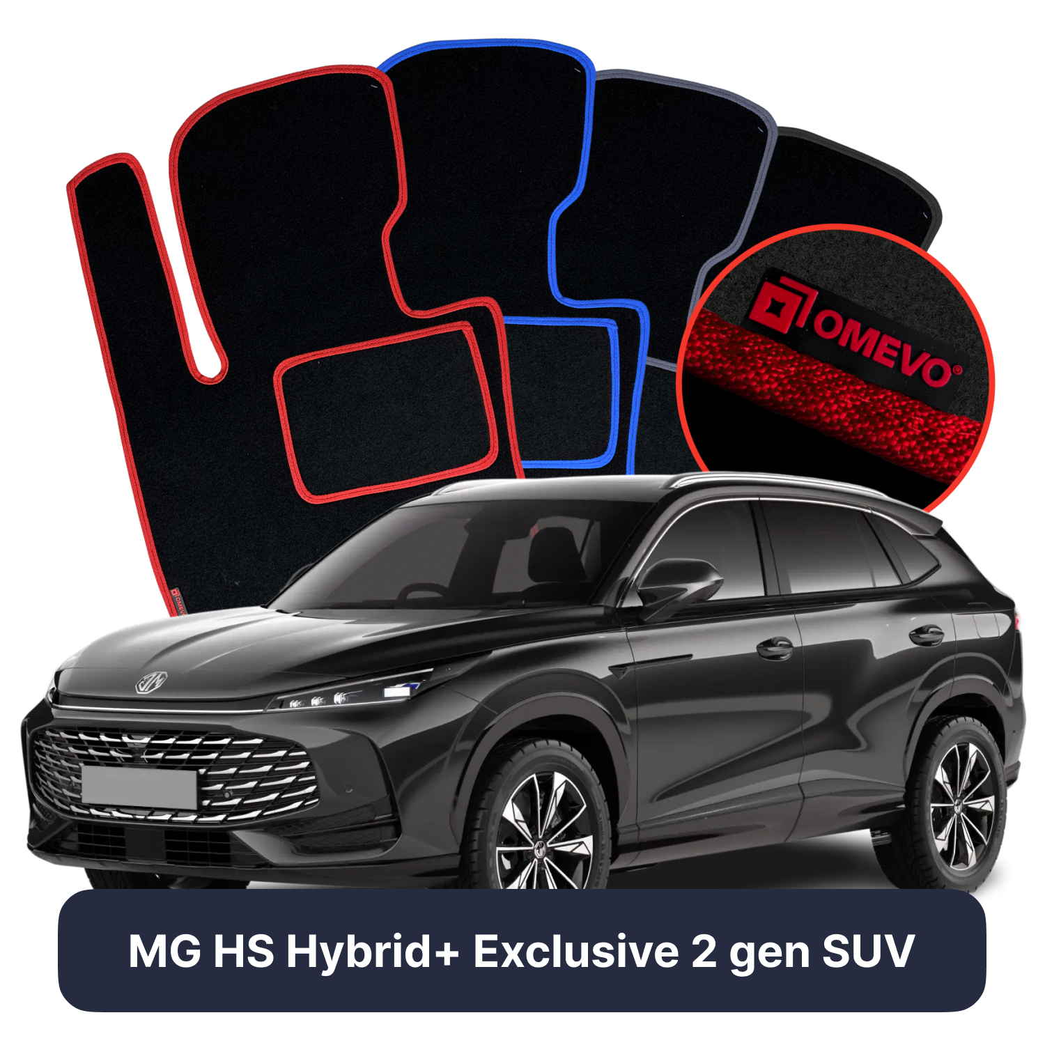 OMEVO Velours-Autofußmatten für MG HS Hybrid+ Exclusive SUV (2025-2026)
